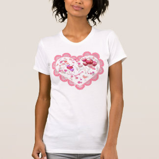 Camiseta Día de San Valentín de corazones rosados