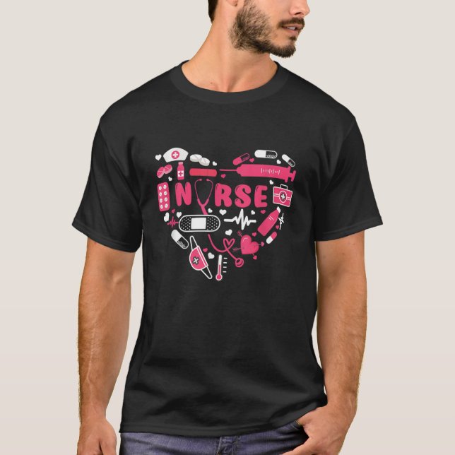 Camiseta Día de San Valentín de Enfermería Amor Cute Stetho (Anverso)