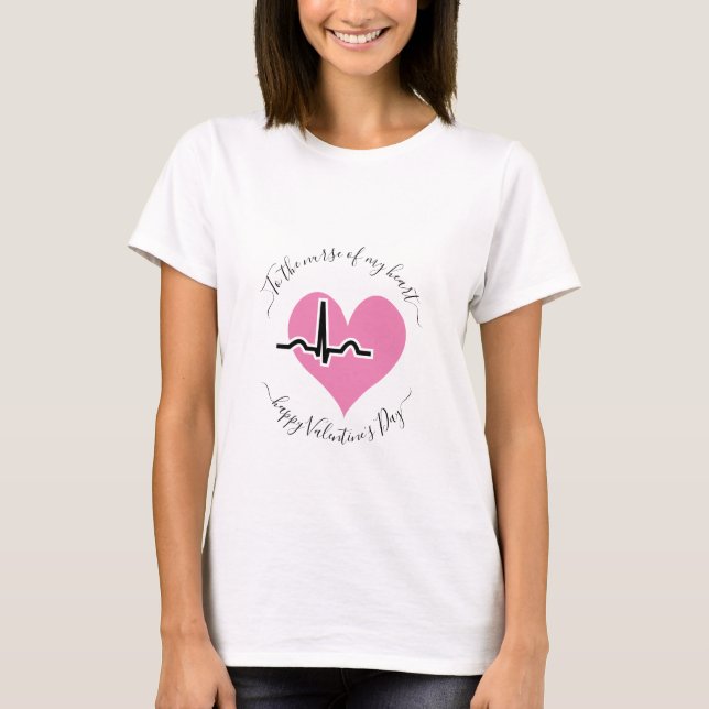 Camiseta Día de San Valentín de enfermería pulso de latido  (Anverso)