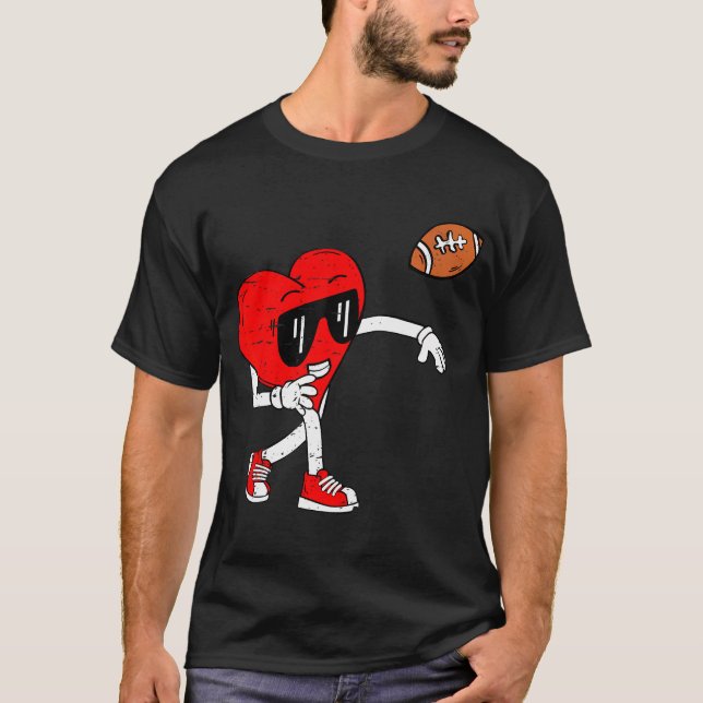 Camiseta Día de San Valentín de fútbol americano de corazón (Anverso)