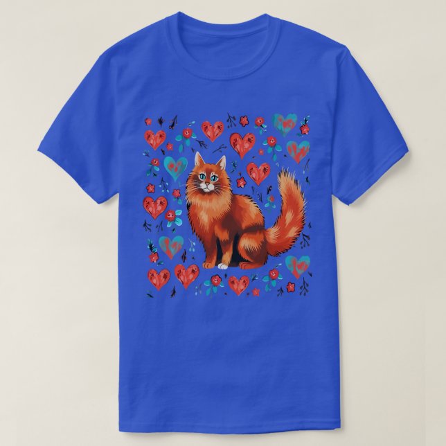 Camiseta Día de San Valentín de gato somalí (Diseño del anverso)