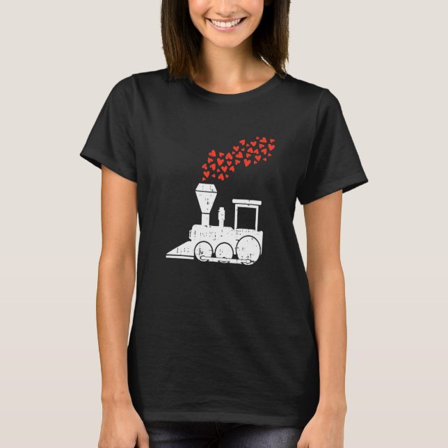 Camiseta Día de San Valentín de Heart Train Cute Love Railr (Anverso)