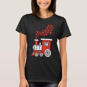 Camiseta Día de San Valentín de Hearts Train Railroad Love 