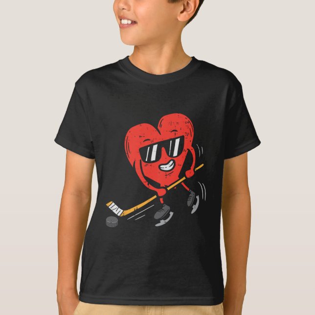 Camiseta Día de San Valentín de hockey sobre hielo que jueg (Anverso)