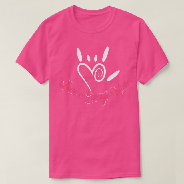 Camiseta DÍA DE SAN VALENTÍN de mano de lenguaje de Rótulo  (Diseño del anverso)