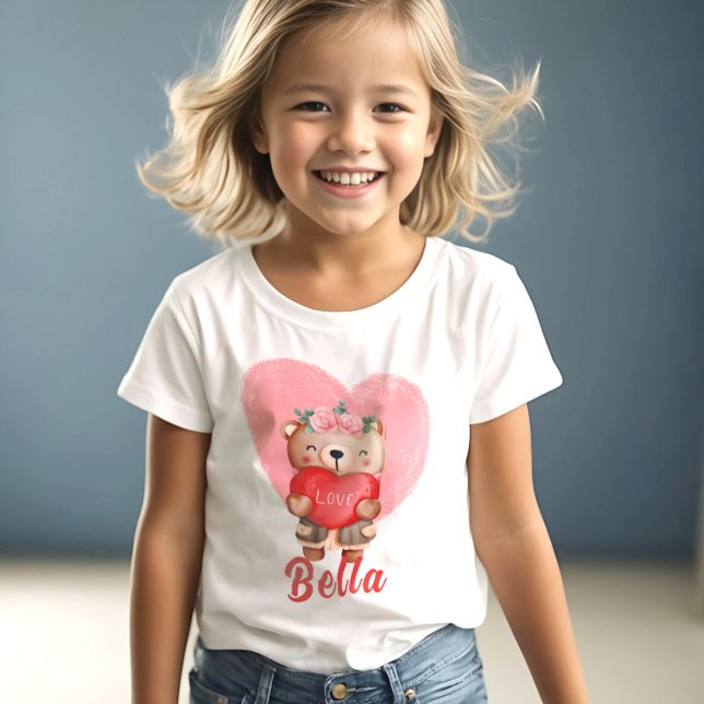Camiseta Día de San Valentín de niños de Teddy Hearts Perso (Subido por el creador)
