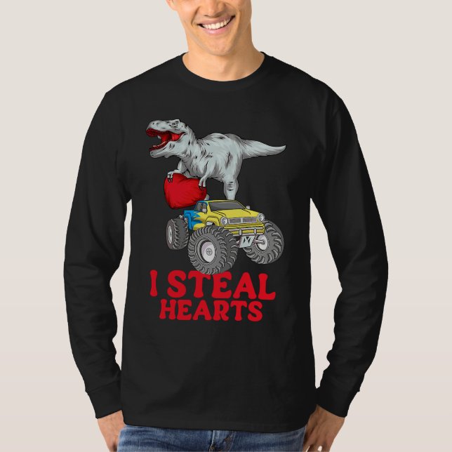Camiseta Día de San Valentín de niños dinosaurio rex robo c (Anverso)