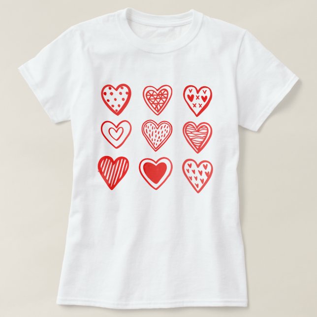 Camiseta Día de San Valentín de Nueve Corazones (Diseño del anverso)