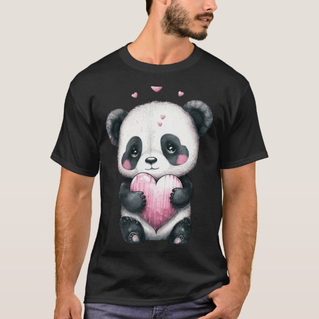 Camiseta Día de San Valentín de oso dulce Panda 4 (Anverso)