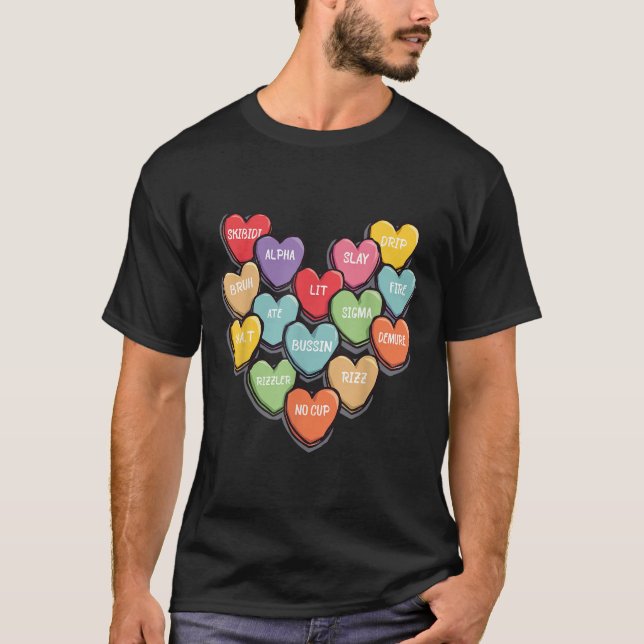 Camiseta Día de San Valentín De Palabras De Argot Candy Hea (Anverso)