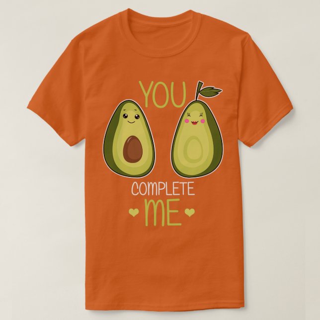 Camiseta Día de San Valentín de parejas aguacate (Diseño del anverso)