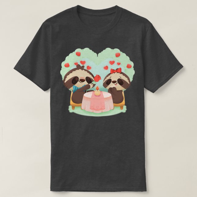 Camiseta Día de San Valentín de pereza de cute (Diseño del anverso)