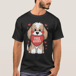 Camiseta Día de San Valentín de perro Cockapoo Besos gratis
