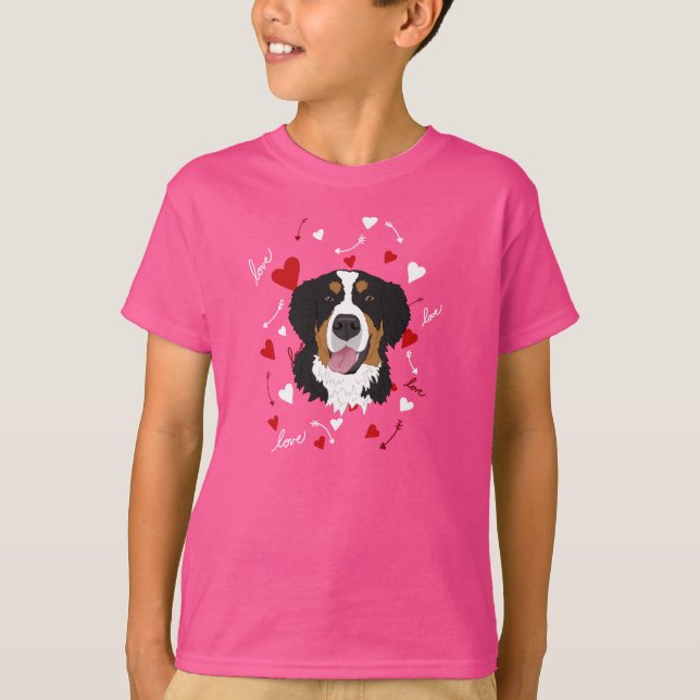 Camiseta Día de San Valentín de Perro de Montaña de Bernese (Anverso)