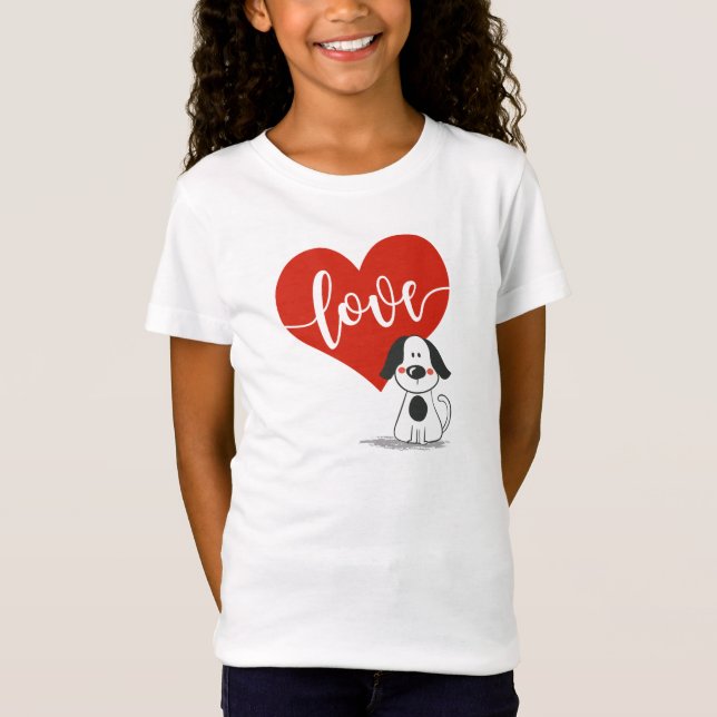 Camiseta Día de San Valentín de perro lindo (Anverso)
