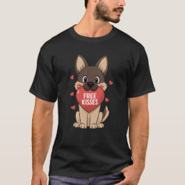 Camiseta Día de San Valentín de perro pastor alemán besos l