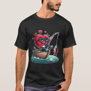 Camiseta Día de San Valentín de pesca con corazón hombres m