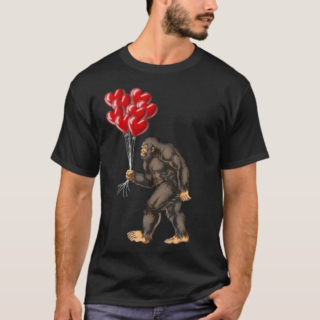 Camiseta Día de San Valentín de pie grande Funny Sasquatch  (Anverso)