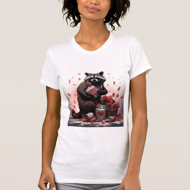 Camiseta Día de San Valentín de poesía de Raccoon basura (Anverso)