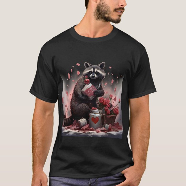 Camiseta Día de San Valentín de poesía de Raccoon basura (Anverso)