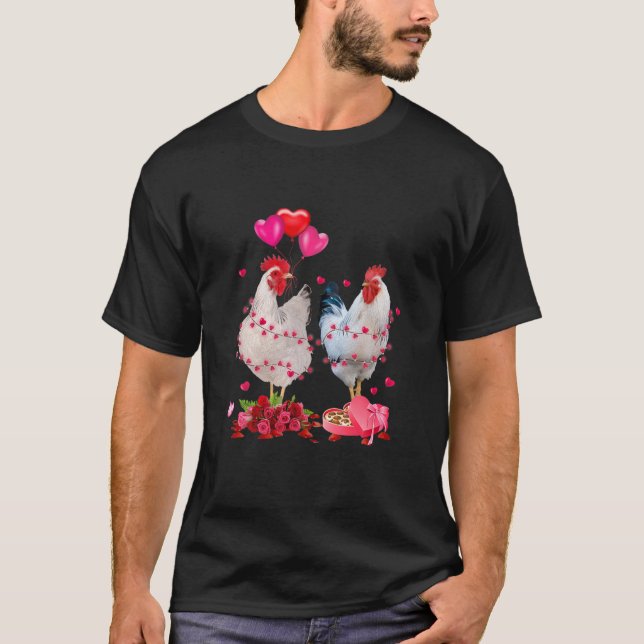 Camiseta Día de San Valentín de pollo gracioso Pareja de po (Anverso)