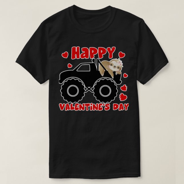Camiseta Día de San Valentín De Tg Cute Truck Sloth (Diseño del anverso)