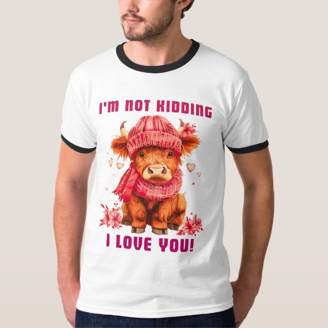 Camiseta Día de San Valentín de vaca de Cute Highland (Anverso)