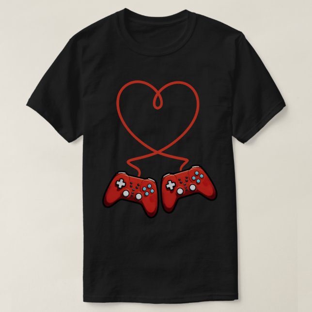 Camiseta Día de San Valentín De Video Gamer Con Corazón De  (Diseño del anverso)