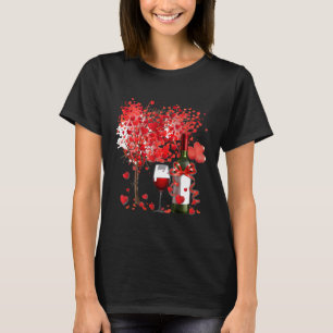 Camiseta Día de San Valentín de Vino de Vidrio de Árbol Div