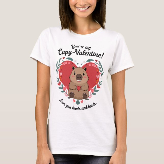 Camiseta Día de San Valentín del corazón de Capybara (Anverso)