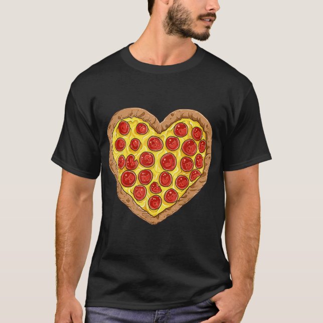 Camiseta Día de San Valentín del corazón de Pizza Mujeres P (Anverso)