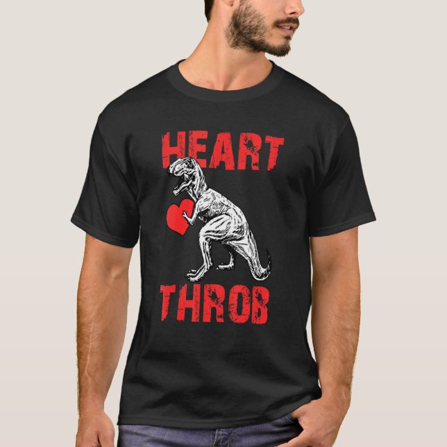 Camiseta Día de San Valentín del corazón Guay Dinosaur T Re (Anverso)