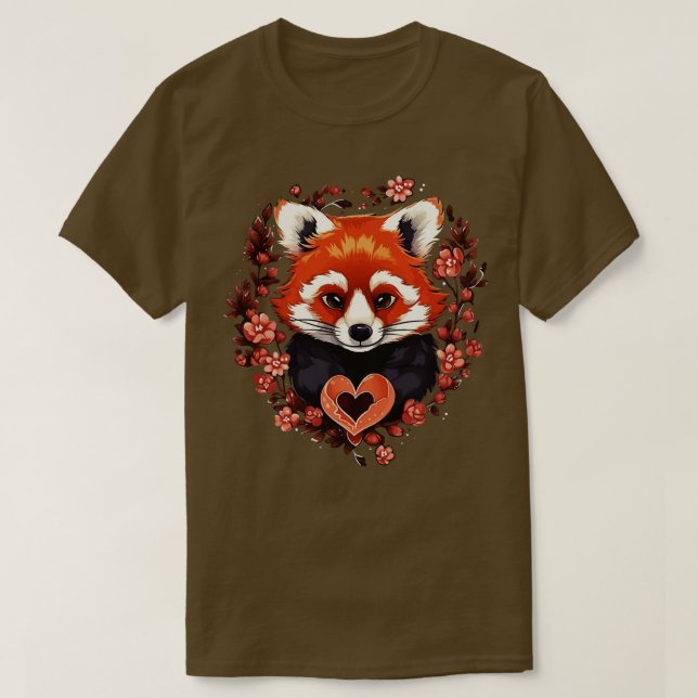 Camiseta Día de San Valentín del Panda Rojo (Diseño del anverso)