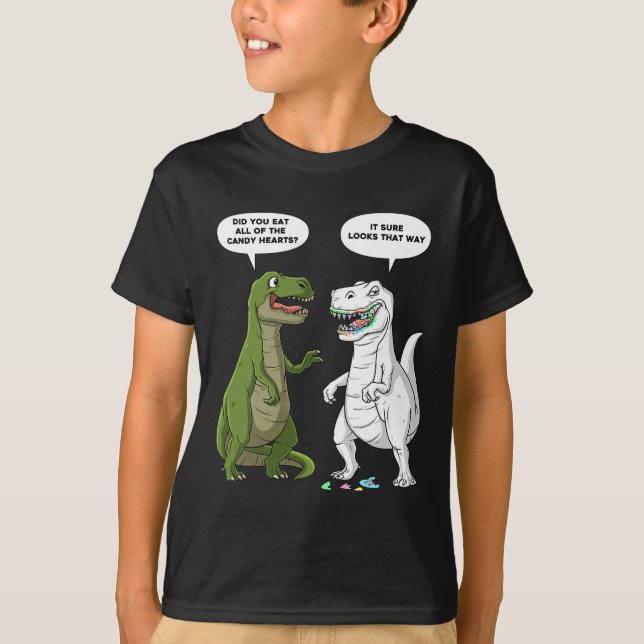 Camiseta Día de San Valentín Dinosaur T Rex Fun Hearts Chic (Anverso)