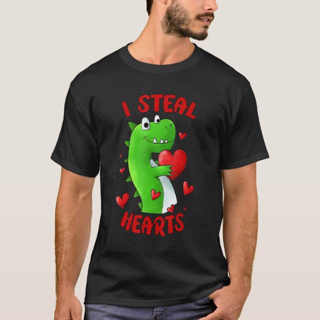 Camiseta Día de San Valentín Dinosaurio I Robar corazones n (Anverso)