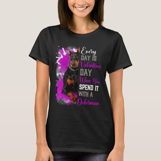 Camiseta Día de San Valentín divertida Doberman Mamá Mamá M (Anverso)