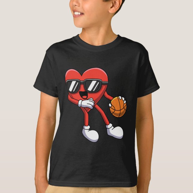 Camiseta Día de San Valentín divertido Jugando al Basketbal (Anverso)