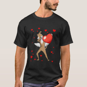 Camiseta Día de San Valentín divertido perro galgo gris cor