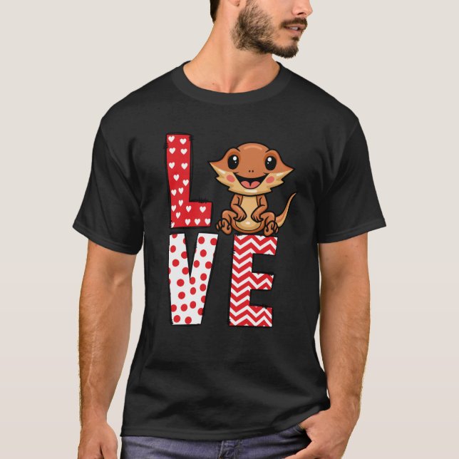 Camiseta Día de San Valentín Dragón barbudo Amor Valentine  (Anverso)