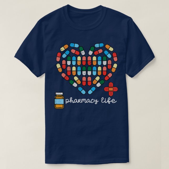 Camiseta Día de San Valentín Farmacia Life Pill Heart Pharm (Diseño del anverso)