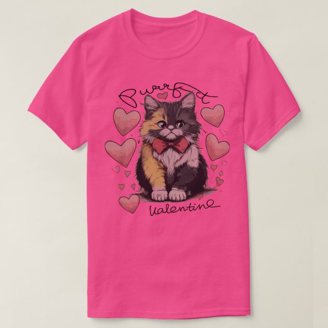 Camiseta Día de San Valentín felino TShirt (Diseño del anverso)