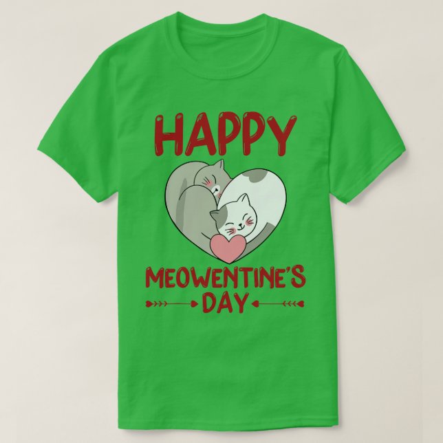Camiseta Día de San Valentín Feliz Día de Meowentines Gato  (Diseño del anverso)