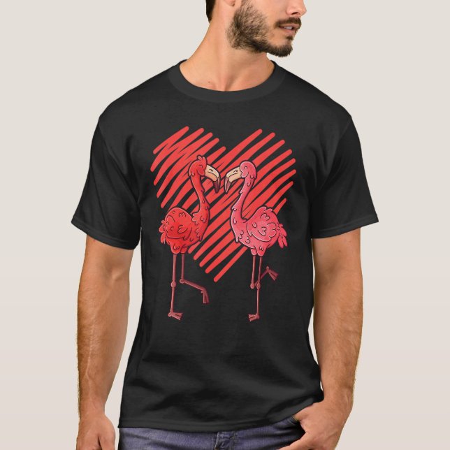 Camiseta Día de San Valentín Flamingos Bird Flamingo (Anverso)