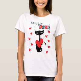 Camiseta Día de San Valentín Gato Retro Mediados de Siglo