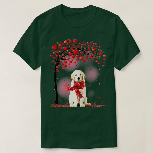 Camiseta Día de San Valentín Golden Retriever Tree Puppy D (Diseño del anverso)