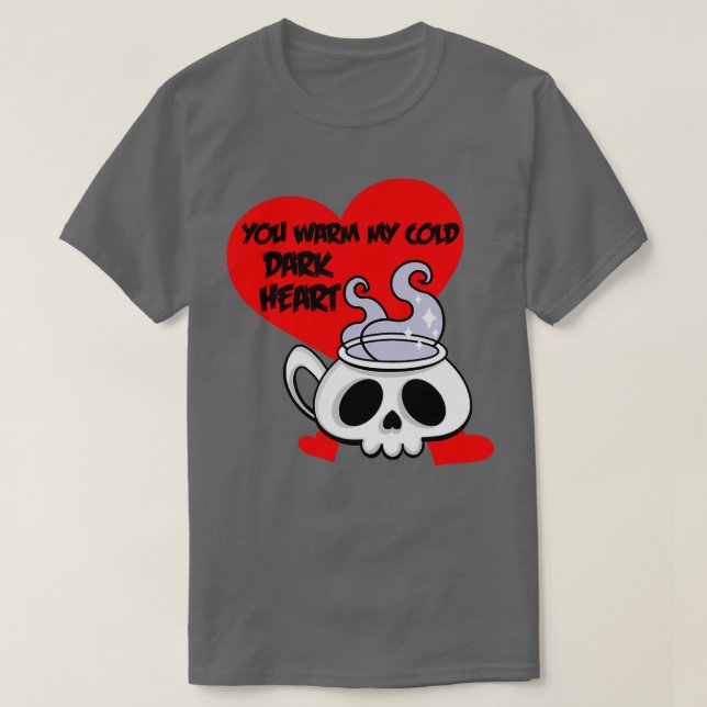 Camiseta Día de San Valentín gótico Coffee Skull Emo 1 (Diseño del anverso)