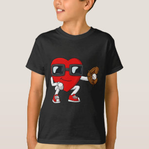 Camiseta Día de San Valentín Heart Baseball Catcher Fun Boy