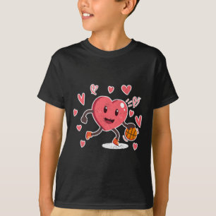 Camiseta Día de San Valentín Heart Dunking Basketball Playe