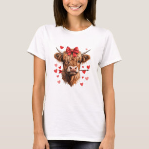 Camiseta Día de San Valentín Highland Cow Funny Hearts Vale