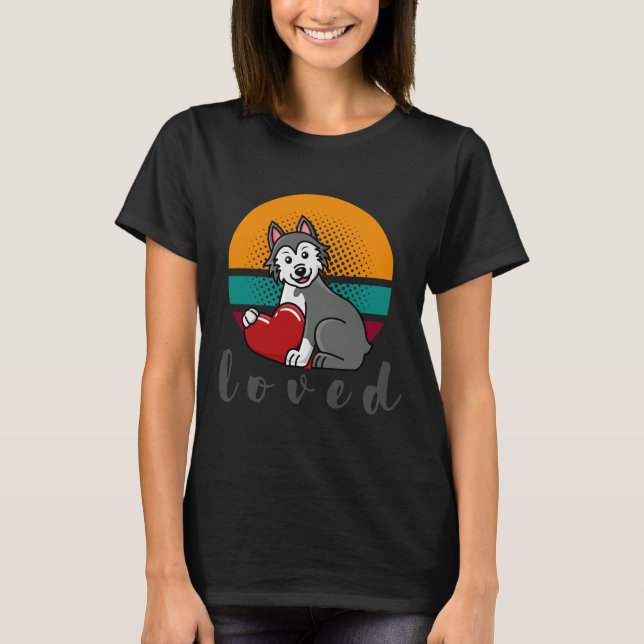 Camiseta Día de San Valentín Husky Siberian querido (Anverso)